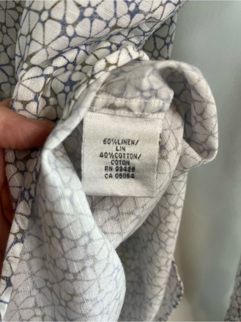 Bugatchi Linen Cotton Geometric Print Button Down Shirt XL Lightweight - Picture 5 of 5